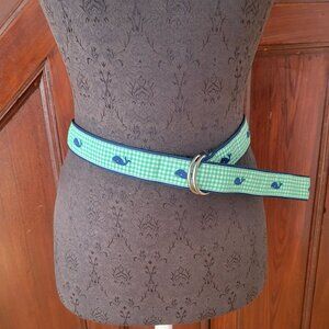 Green & Blue Toe Göz Whale Print Belt With D-Ring Buckle Small